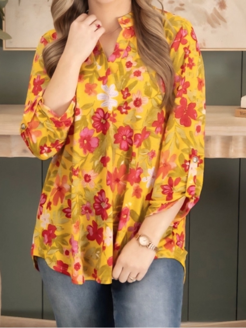 Dear Scarlett Izzy Winkle Free Gorgeous Floral Top. Size L. 5
